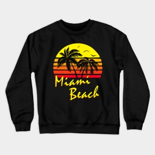 Miami Beach Retro Sunset Crewneck Sweatshirt